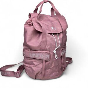 Under Armour Favorite Back Pack Women's Pink Cinch Flap Canvas Strap Spell Out